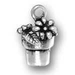 Sterling silver flower pot charm