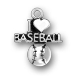 Silver I Heart Baseball Charm