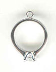 Silver engagement ring charm with crystal CZ stone