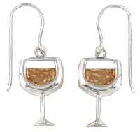 silver white wine crystal charm earrings