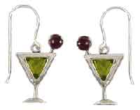 silver apple-tini crystal charm earrings