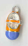 Sterling silver enamel orange baby shoe charm