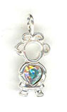 Silver Birthstone Kids April Girl Charm