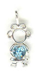 Silver Birthstone Kids March Girl Charm