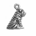 Silver sharpei dog charm