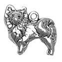 Silver small pomeranian dog charm