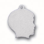 silver boy engraveable head charm