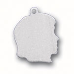 silver girl head engraveable charm