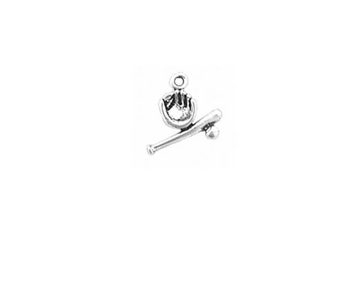 Silver tiny baseball charm