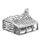 Silver log cabin charm