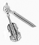 Silver violin & bow charm