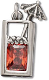 silver tropical drink crystal charm