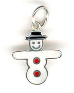 Sterling silver enamel snowman charm