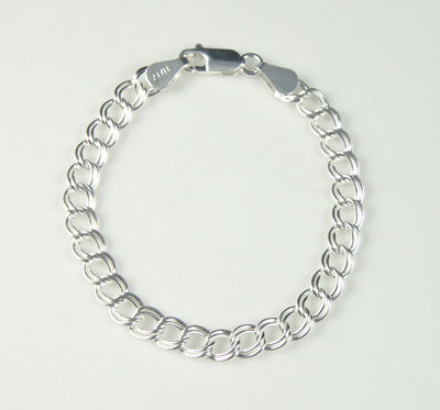 Silver Traditional Double LInk Charm Bracelet