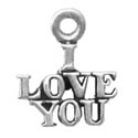 Silver tiny I Love You charm