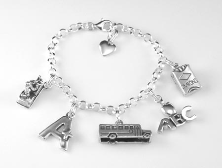 Silver Kindergarten Graduation Charm Bracelet